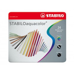 Lápiz stabilo aquacolor, colores surtidos, estuche de metal con 24 uds.