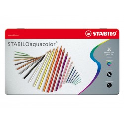 Lápiz stabilo aquacolor, colores surtidos, estuche de metal con 36 uds.