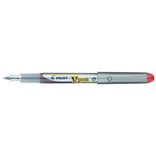Pluma desechable pilot v-pen silver 0,4 mm. rojo