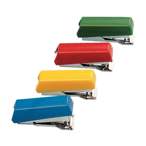 Grapadora de bolsillo petrus bambina 202 + 1 caja de grapas 202, colores surtidos