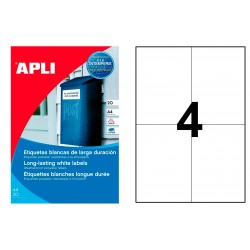 Etiqueta blanca mate de poliéster cantos rectos apli, 105x148 mm. blíster de 20 hojas din a4