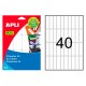 Etiqueta blanca cantos romos apli, 13x50 mm. blíster de 15 hojas din a5