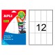 Etiqueta blanca cantos romos apli, 34x67 mm. blíster de 15 hojas din a5