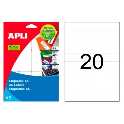Etiqueta blanca cantos rectos apli, 21x74,6 mm. blíster de 15 hojas din a5