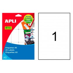 Etiqueta blanca cantos rectos apli, 210x148 mm. blíster de 15 hojas din a5