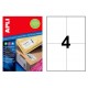 Etiqueta blanca con adhesivo extrafuerte cantos rectos apli, 105x148 mm. caja de 100 hojas din a4