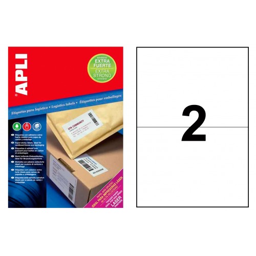 Etiqueta blanca con adhesivo extrafuerte cantos rectos apli, 210x148 mm. caja de 100 hojas din a4