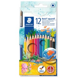 Lápiz de color acuarelable staedtler noris club aquarell 144 10, colores surtidos, estuche de 12 uds.