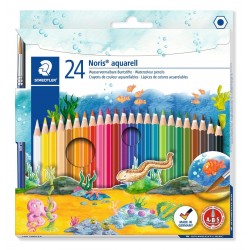 Lápiz de color aquarelable staedtler noris club aquarell 144 10, colores surtidos, estuche 24 uds.