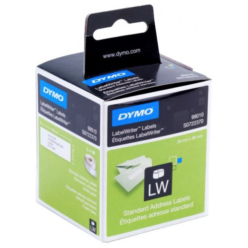 Etiqueta dymo labelwriter™, 28x89 mm. papel blanco, 2 rollos de 130 uds.