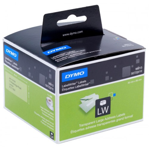 Etiqueta dymo labelwriter™, 36x89 mm. plástico transparente, rollo de 260 uds.