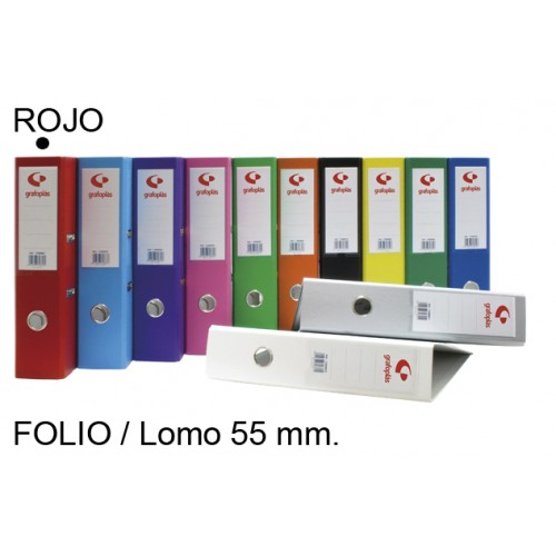 Archivador de palanca grafoplas grafcolor folio, lomo 55 mm. rojo
