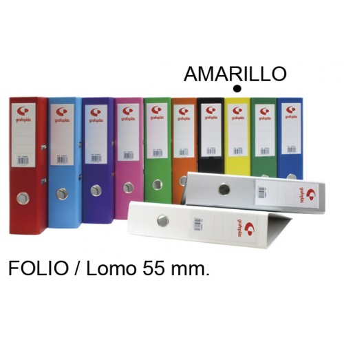 Archivador de palanca grafoplas grafcolor folio, lomo 55 mm. amarillo
