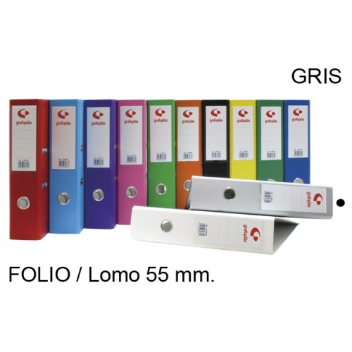 Archivador de palanca grafoplas grafcolor folio, lomo 55 mm. gris