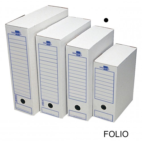 Caja de archivo definitivo liderpapel folio, cartón ondulado blanco