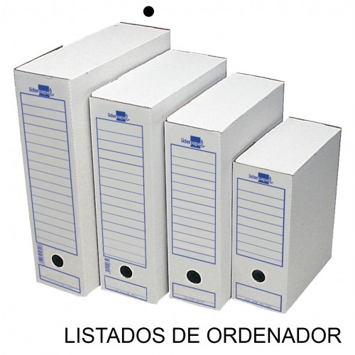 Caja de archivo definitivo liderpapel en formato listados de ordenador, cartón ondulado blanco