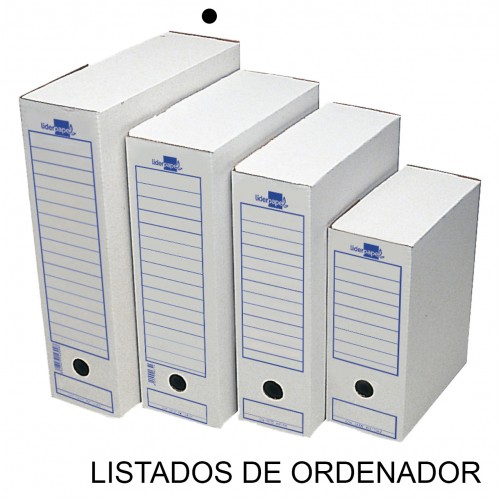 Caja de archivo definitivo liderpapel listados de ordenador, cartón ondulado blanco