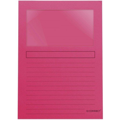 Subcarpeta cartulina con ventana transparente q-connect din a4, rosa