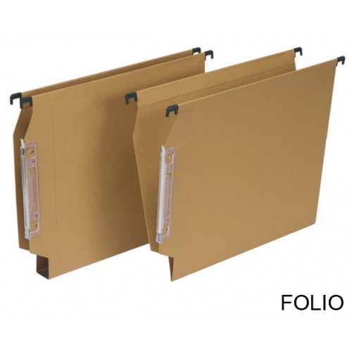 Carpeta colgante grafoplas con visor lateral 140 mm. folio, kraft