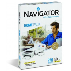 Papel navigator home pack din a-4 de 80 grs. paquete de 250 hojas.