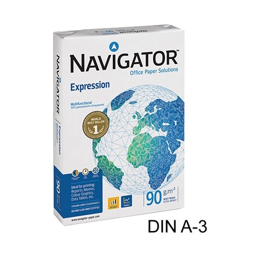 Papel navigator expression din a-3 de 90 grs. paquete de 500 hojas.