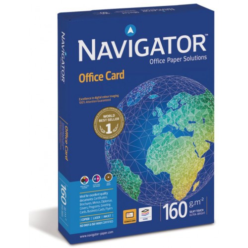 Papel navigator office card, din a4, 160 grs/m². paquete de 250 hojas