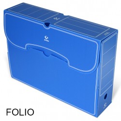 Caja de archivo definitivo grafoplas en formato folio, polipropileno azul.