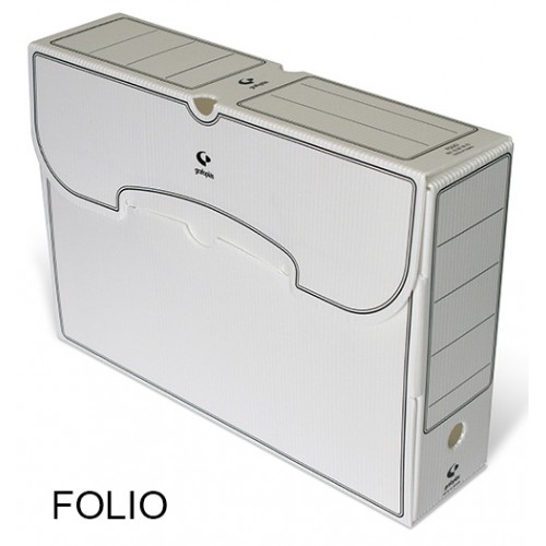 Caja de archivo definitivo grafoplas folio, polipropileno blanco