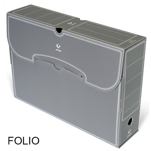 Caja de archivo definitivo grafoplas folio, polipropileno gris
