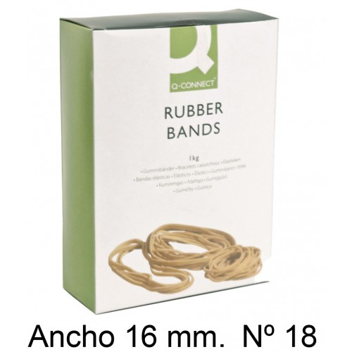 Gomas elásticas q-connect anchas, 180x16 mm. caja de 1 kg.