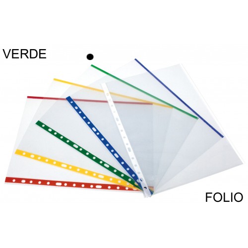 Funda multitaladro en polipropileno de galga extra grafoplas folio, transparente con indicador verde