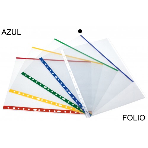 Funda multitaladro en polipropileno de galga extra grafoplas folio, transparente con indicador azul
