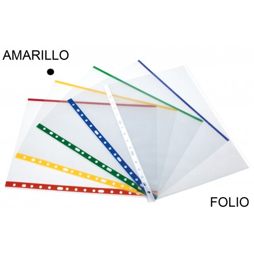 Funda multitaladro en polipropileno de galga extra grafoplas folio, transparente con indicador amarillo