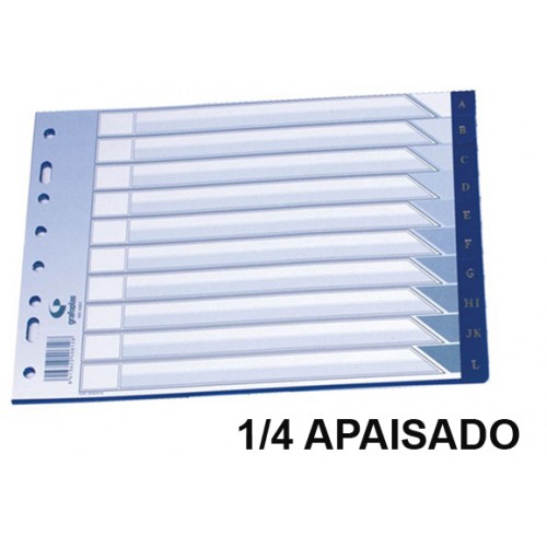Abecedario 20 posiciones en pvc con multitaladro grafoplas 1/4 apaisado, gris