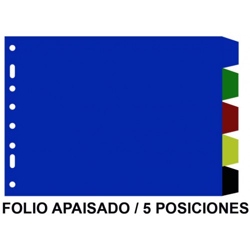 Separador 5 posiciones en pvc con multitaladro grafoplas folio apaisado, colores surtidos opacos