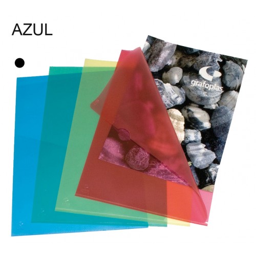 Dossier con uñero en polipropileno piel de naranja grafoplas folio, azul transparente