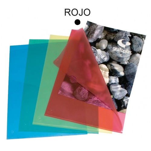 Dossier con uñero en polipropileno piel de naranja grafoplas folio, rojo transparente