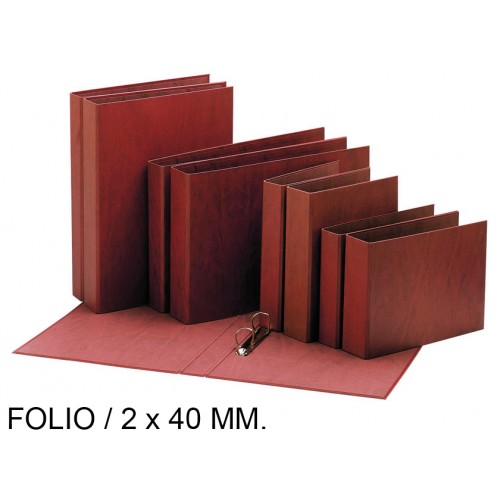 Carpeta de 2 anillas mixtas de 40 mm. en cartón cuero forrado liderpapel, folio natural