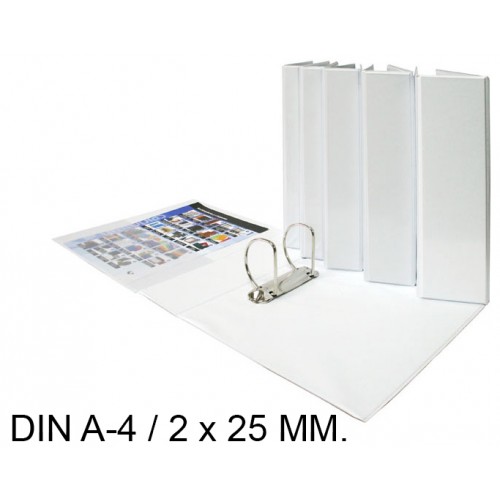 Carpeta de 2 anillas mixtas de 25 mm. personalizable grafoplas total xs en formato din a-4, color blanco.
