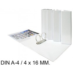 Carpeta de 4 anillas mixtas de 16 mm. personalizable grafoplas total xs en formato din a-4, color blanco.