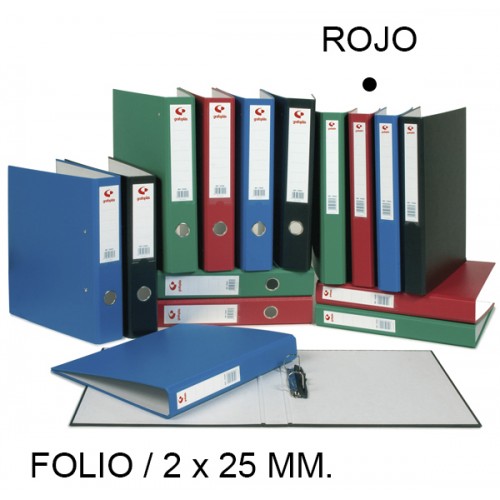 Carpeta de 2 anillas mixtas de 25 mm. grafoplas grafcolor folio, rojo