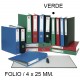 Carpeta de 4 anillas mixtas de 25 mm. grafoplas grafcolor folio, verde