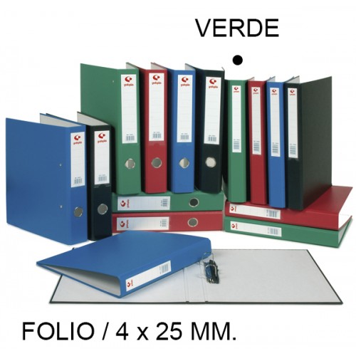 Carpeta de 4 anillas mixtas de 25 mm. grafoplas grafcolor folio, verde