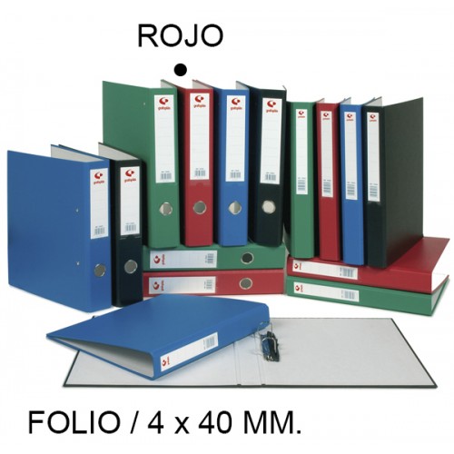 Carpeta de 4 anillas mixtas de 40 mm. grafoplas grafcolor folio, rojo
