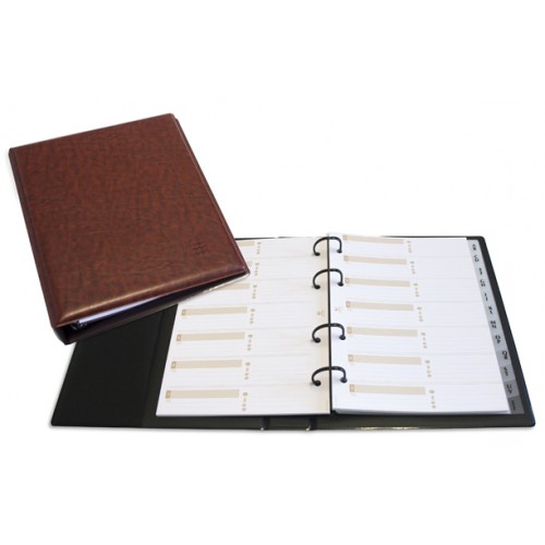 Listín telefónico con 4 anillas mixtas de 20 mm. grafoplas basic 1/4 cuero viejo