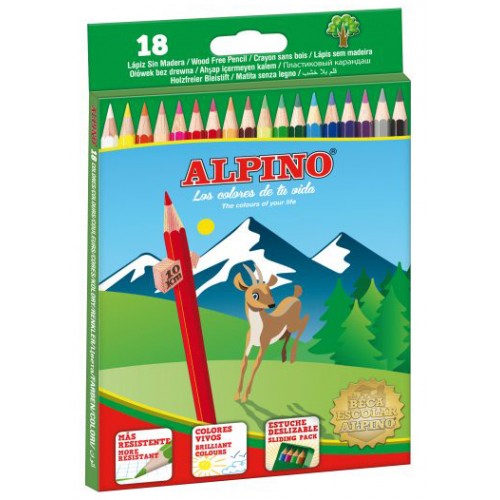 Lápiz de color alpino, colores surtidos, estuche de 18 uds.