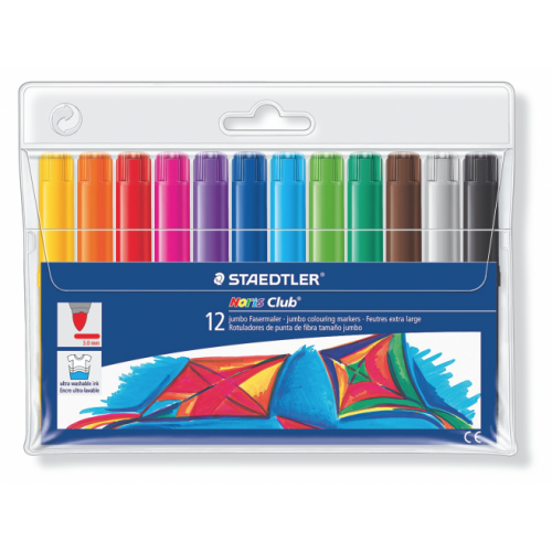 Rotulador escolar staedtler noris club 340 jumbo en colores surtidos, estuche de 12 uds.
