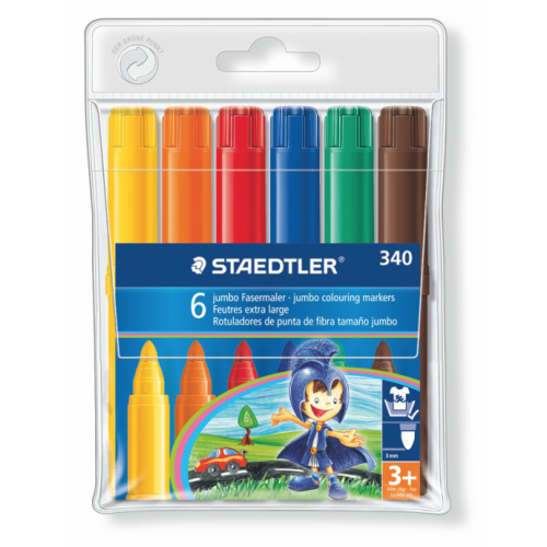 Rotulador escolar staedtler noris club 340 jumbo en colores surtidos, estuche de 6 uds.