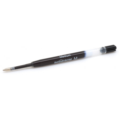 Recambio de bolígrafo inoxcrom con punta media en color negro.