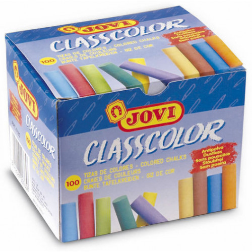 Tiza antipolvo jovi classcolor, colores surtidos, caja de 100 uds.